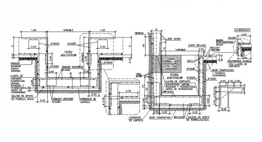RCC structural drawings 2d view of construction blocks autocad file