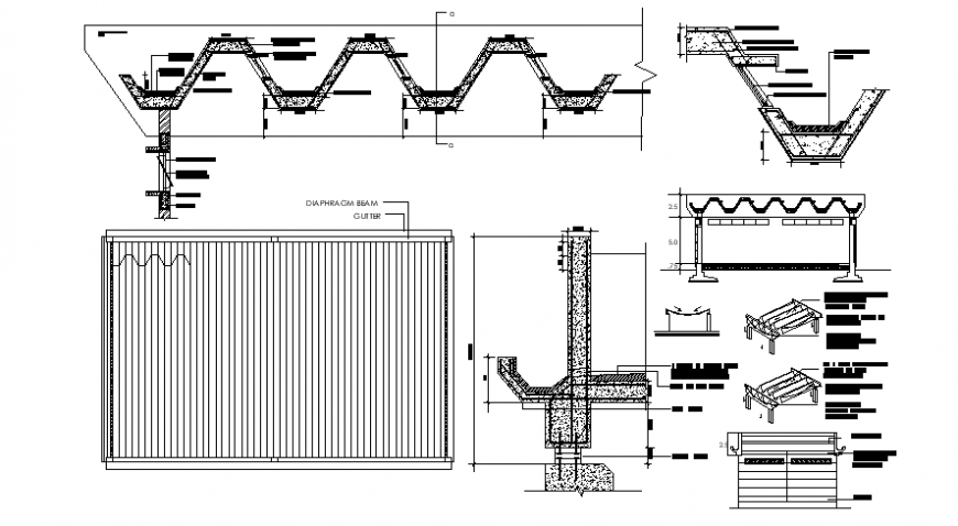 RCC structural units block 2d view construction details AutoCAD file