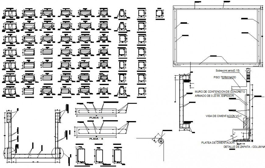 RCC structural units details drawing in autocad