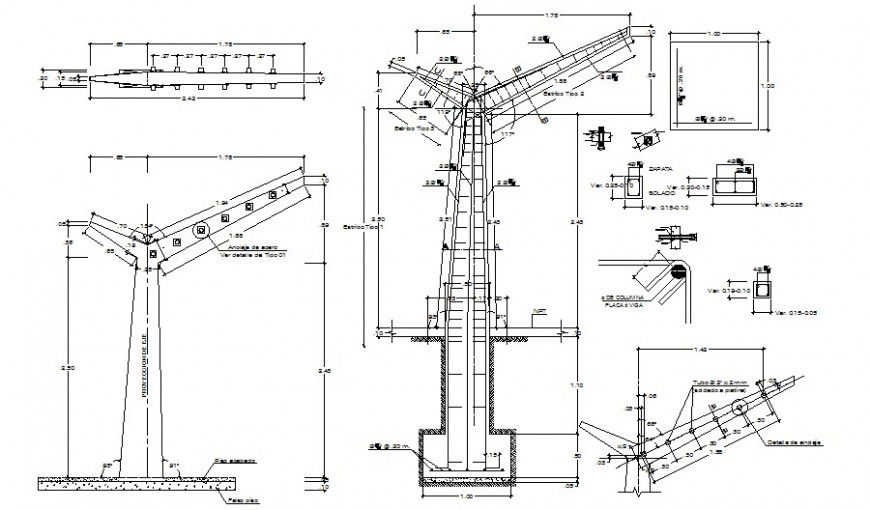 RCC structural units drawing details 2d view autocad file