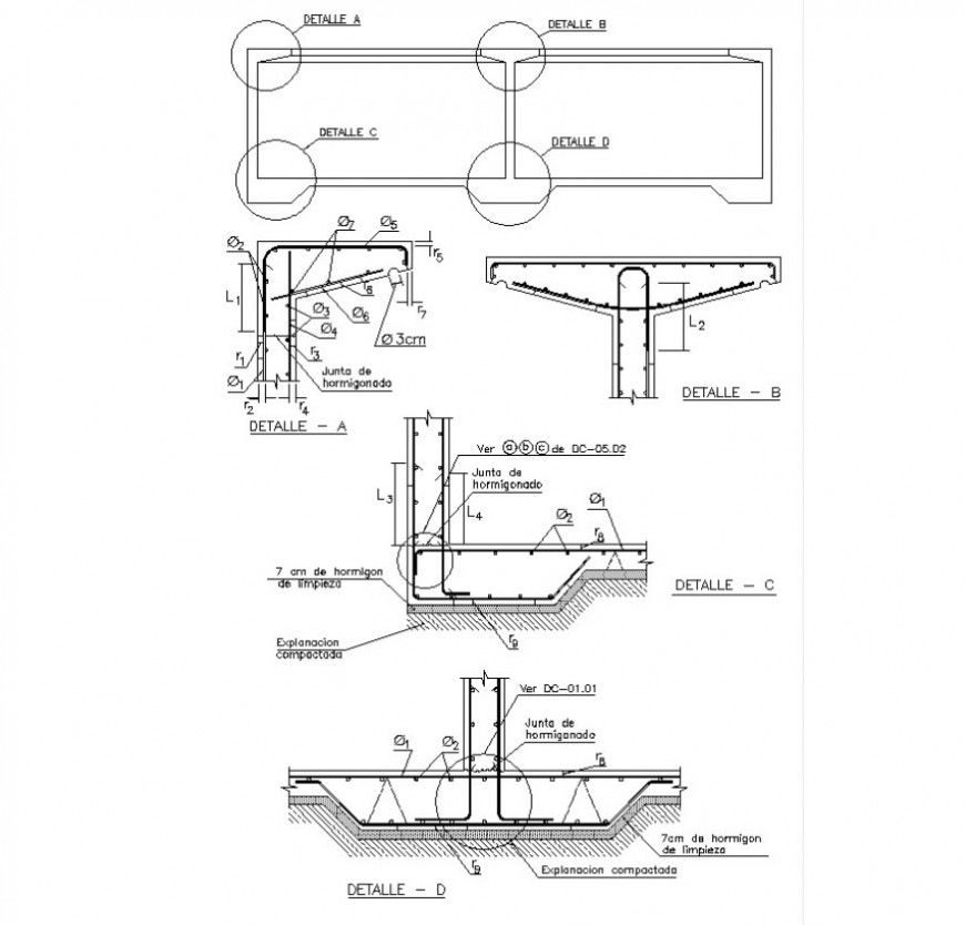 RCC structural units drawing details in autocad