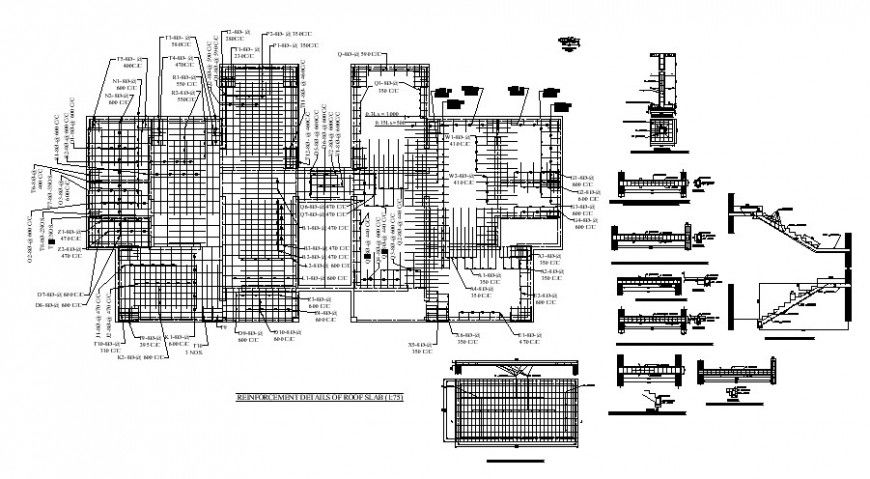 Rcc structural units of the slab and other blocks 2d view dwg file