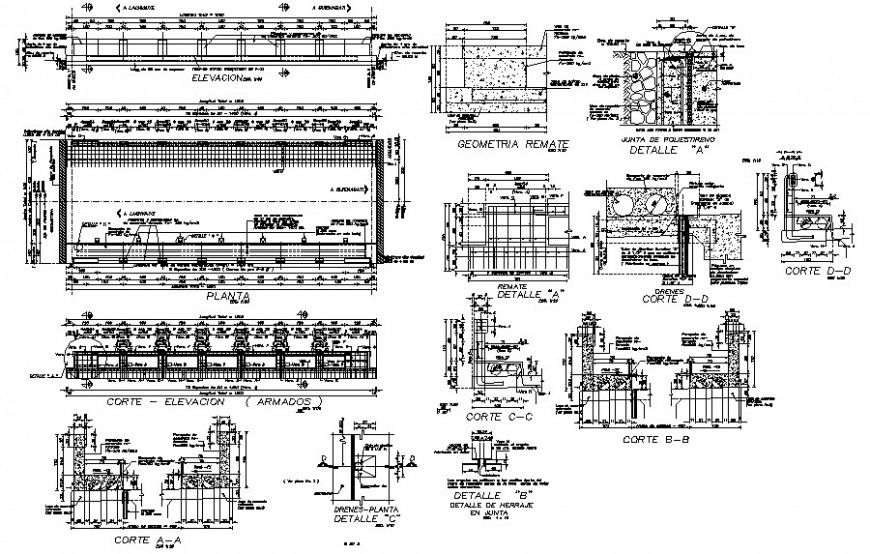 RCC structural units plan elevation and section dwg file