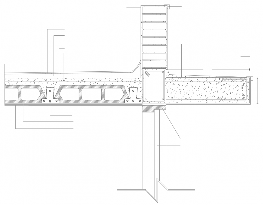 RCC structure cut-out section 2d view CAD construction unit dwg file