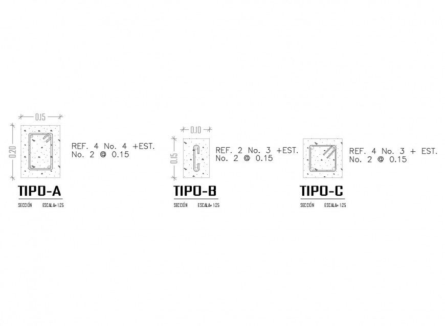 RCC structure detail 2d view CAD construction block layout file in autocad format