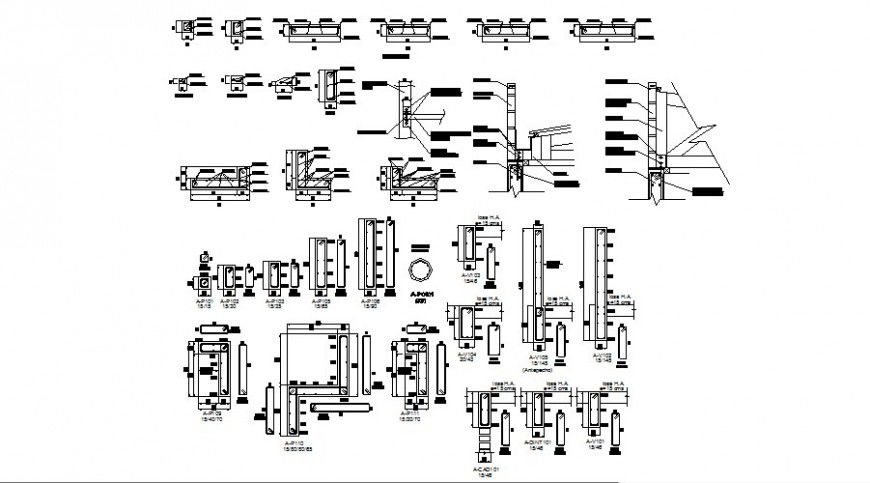 RCC structure units of column and beam 2d drawing in autocad