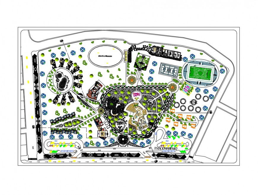 Re-recreational tourism center theme park landscaping structure details dwg file