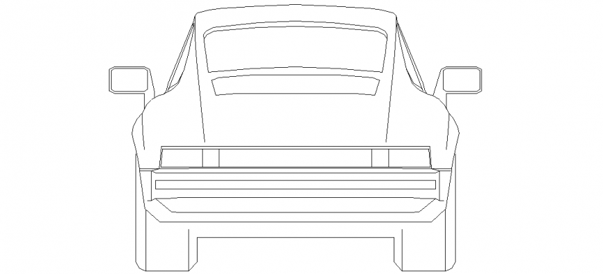 Rear view of car design with block dwg file