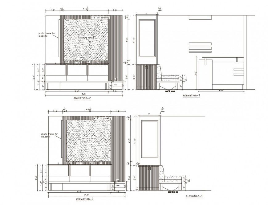 Reception area of office elevation, plan and auto-cad drawing details dwg file