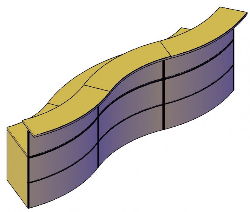 Reception table detail 3d model CAD furniture block layout autocad file