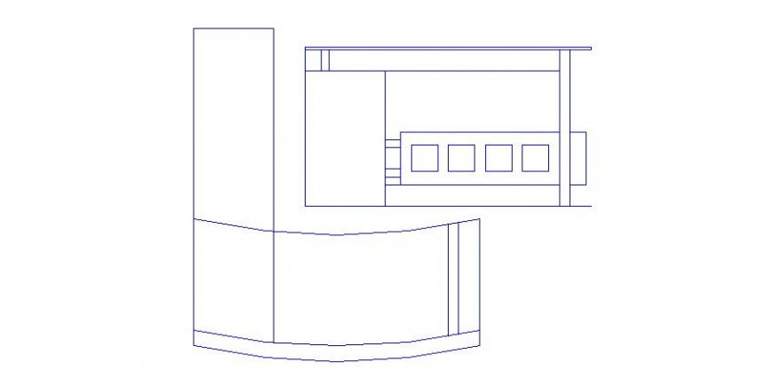 Reception table side and top view elevation cad block details dwg file