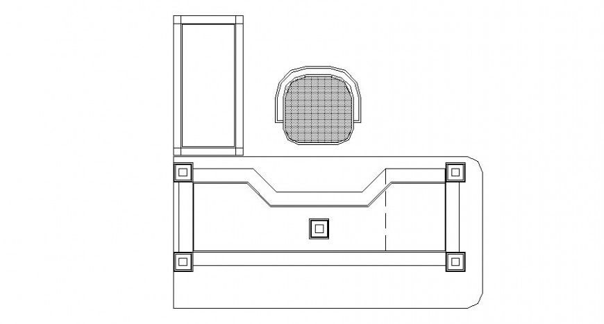 Reception table top view elevation block cad drawing details dwg file