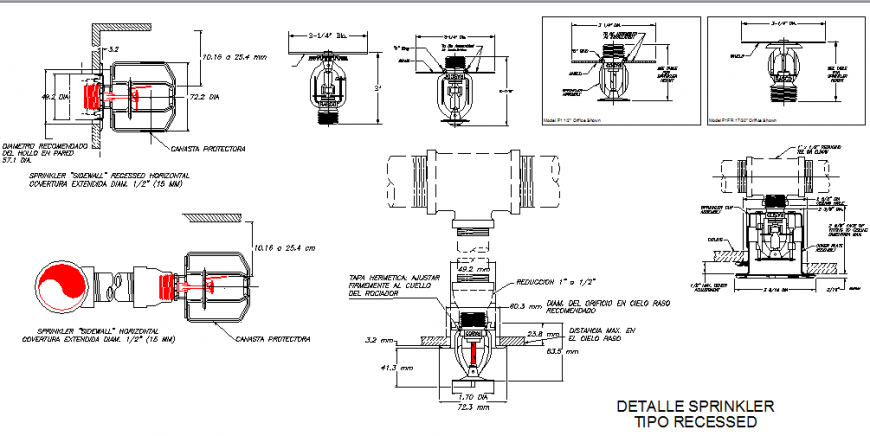 Recessed type sprinkle system within wall electric installation details