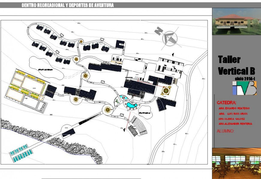 Recreational center and adventure sports plan autocad file