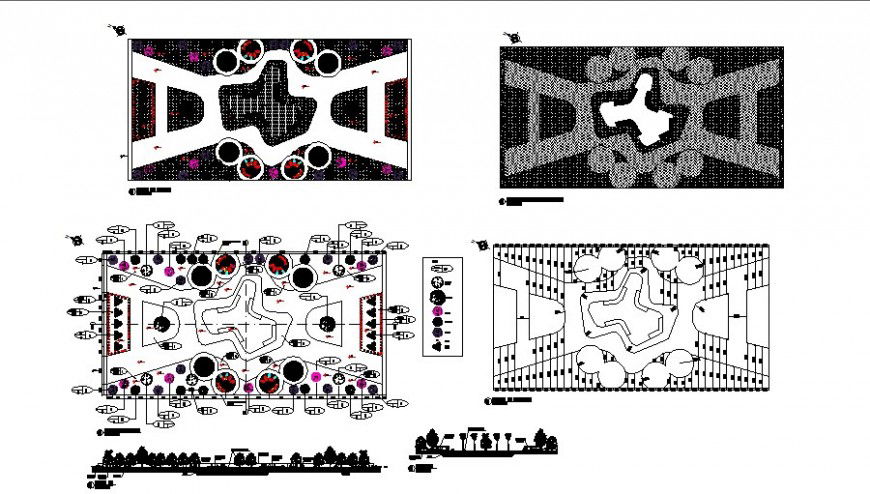 Recreational garden landscaping design and structure details dwg file