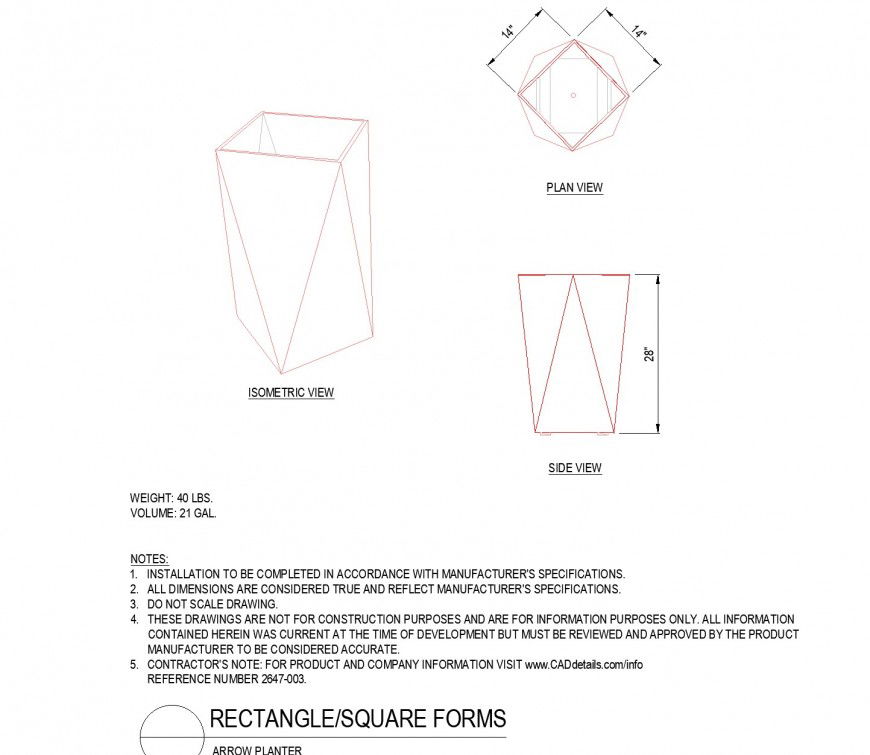 Rectangle and square forms autocad file
