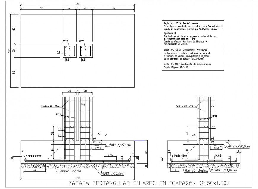 Rectangle joint column plan and section autocad file