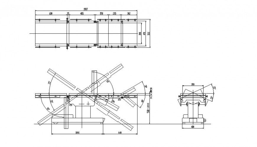 Rectangle shape of bed clinic plan, elevation and section autocad file