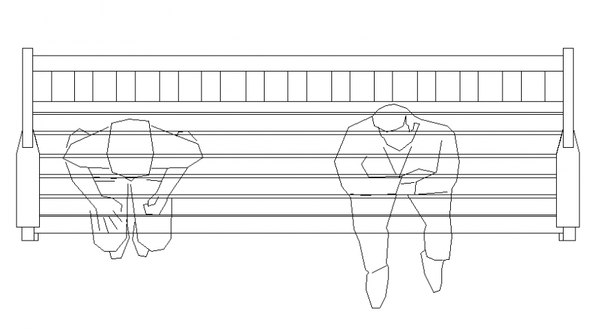 Rectangle shape of bench detail dwg file