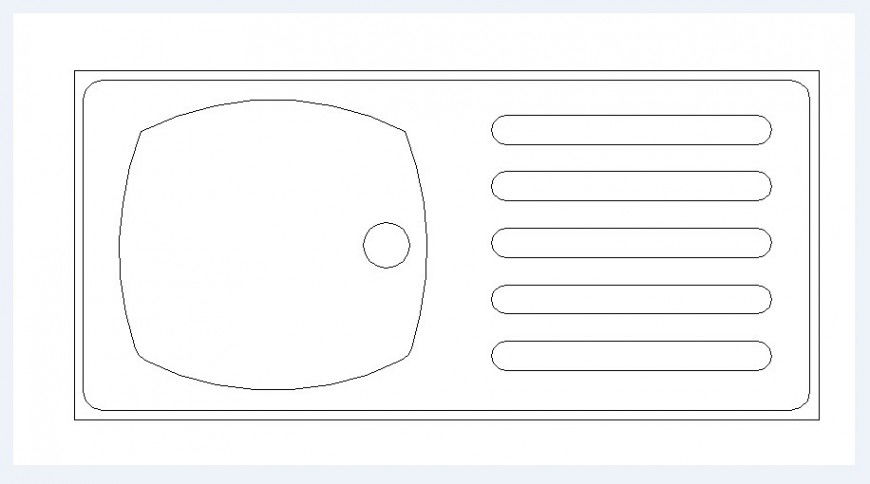Rectangle sink elevation block drawing details dwg file