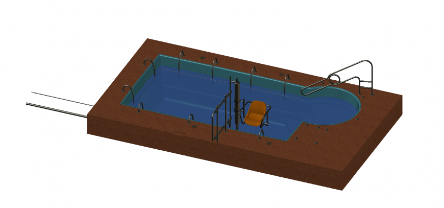 Rectangle swimming pool 3d model in dwg AutoCAD file.
