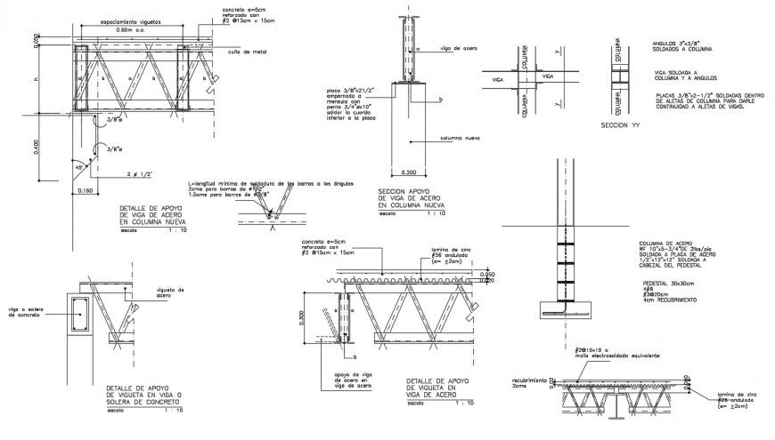 Rectangular beam constructive structure cad drawing details dwg file