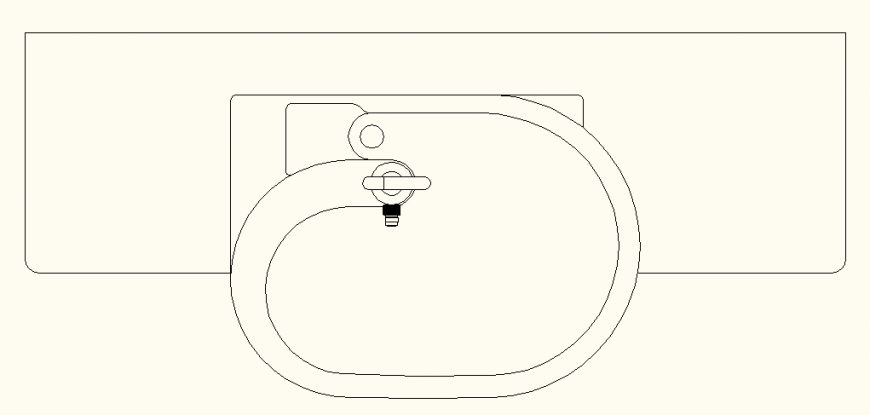 Rectangular border and ellipse shape sink detail elevation layout file