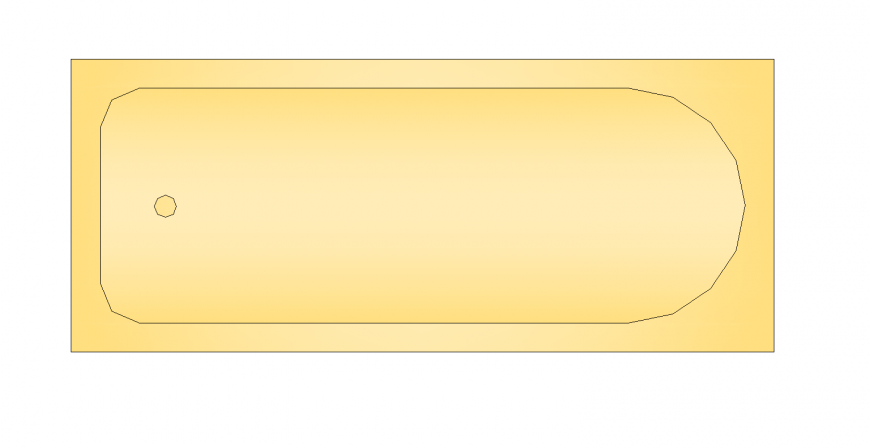 Rectangular plan with round end design of bath tub dwg file