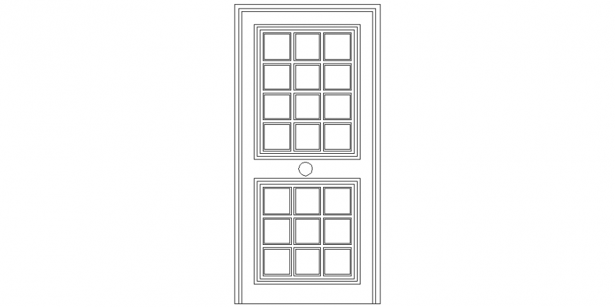 Rectangular shape design of the door with door block view dwg file