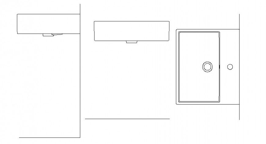 Rectangular shape design of washbasin units elevation drawings in autocad software file