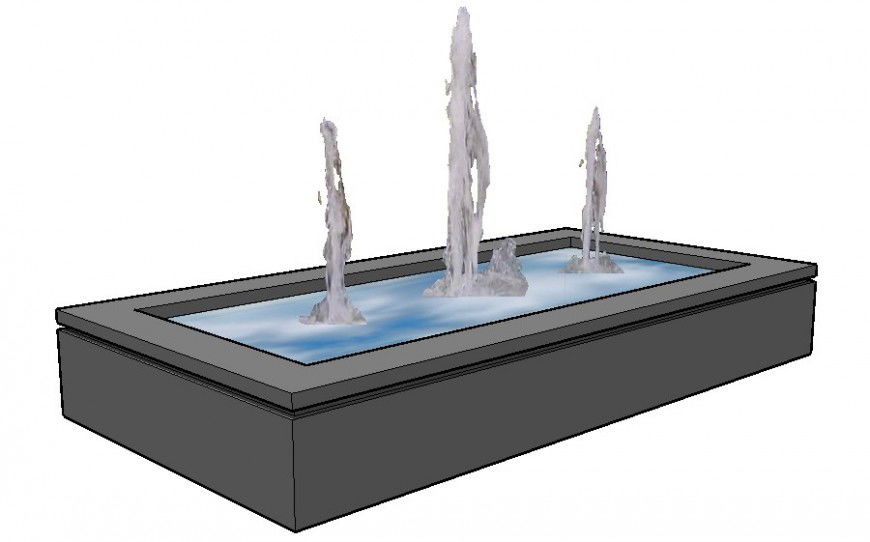 Rectangular shape Fountain design 3d model sketch-up file