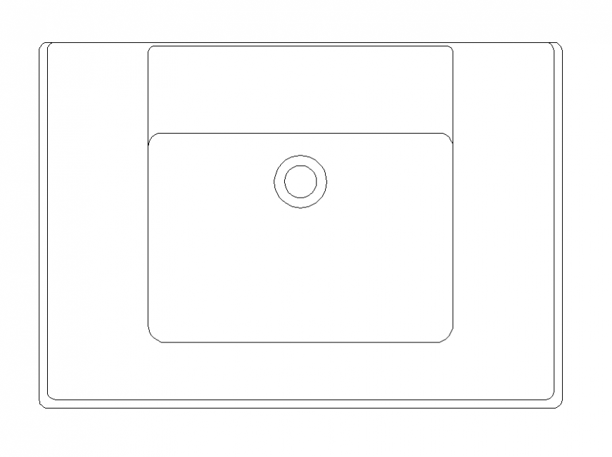 Rectangular shape sink detail 2d view layout dwg file