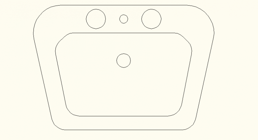 Rectangular shape sink detail elevation layout plan