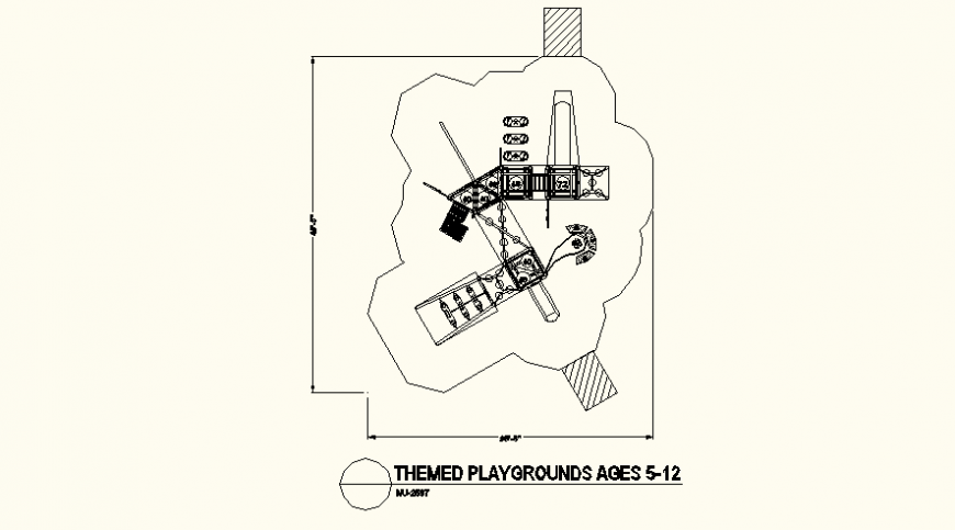 Rectangular shaped themed park detail autocad file
