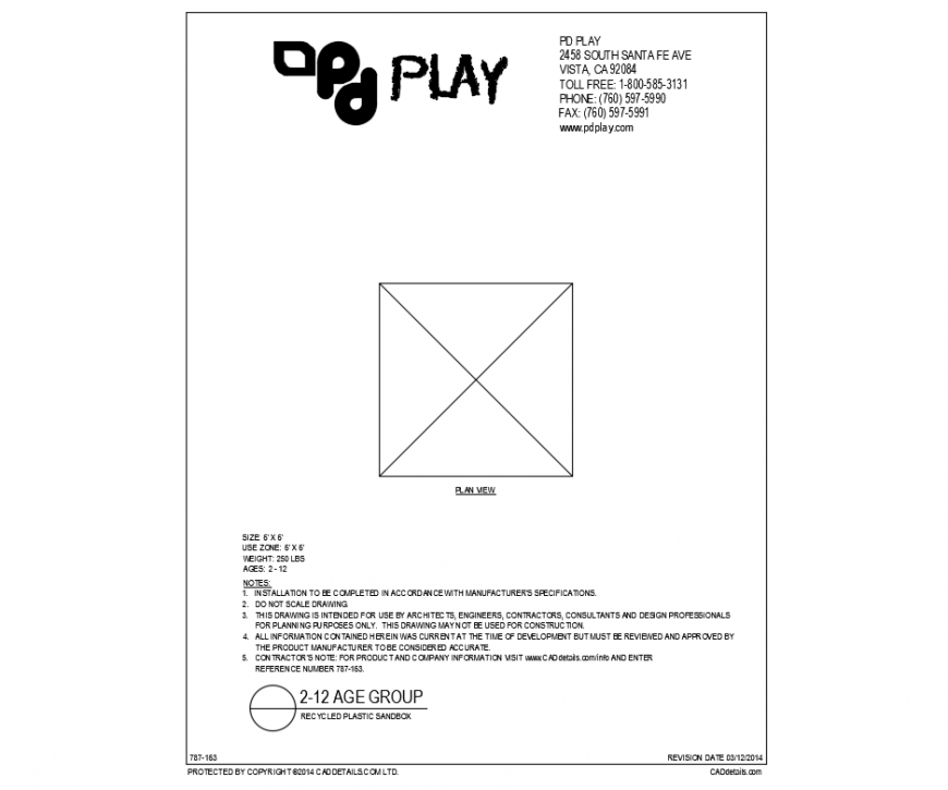 Recycled sand box play equipment details of park dwg file