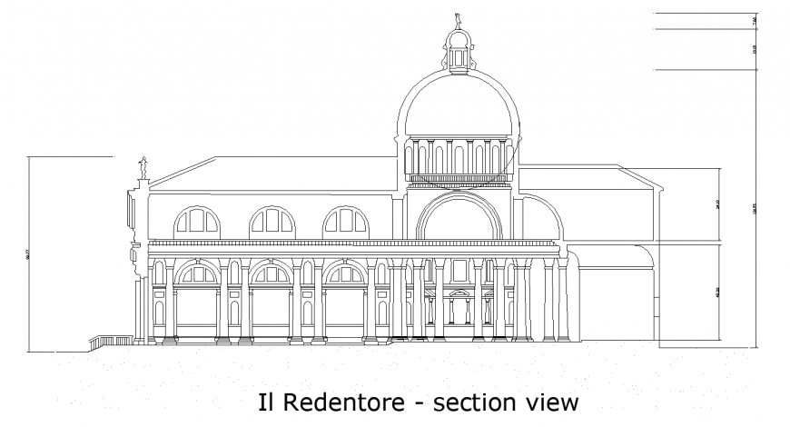 Redeemer place of church design with elevation dwg file
