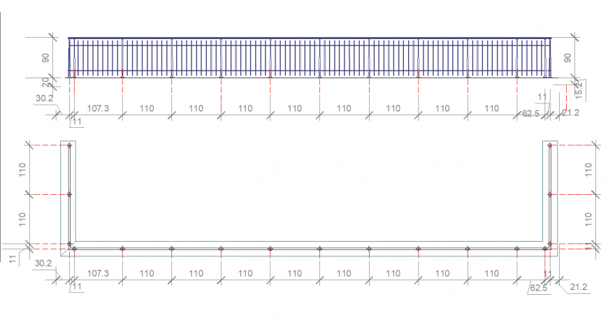 Reeling plan and section autocad file