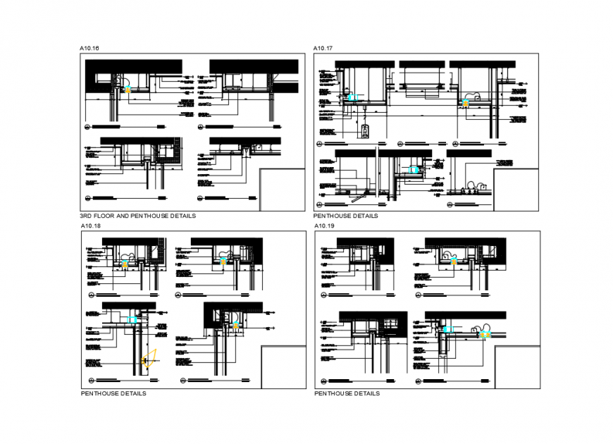 Reflected ceiling construction details of all floors of pen house dwg file