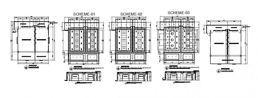 Reflected ceiling plan, video screen elevation, and functional hall details for resort dwg file