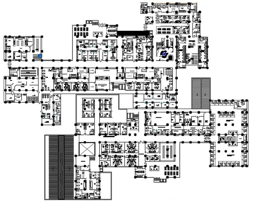Regional hospital first floor plan cad drawing details dwg file
