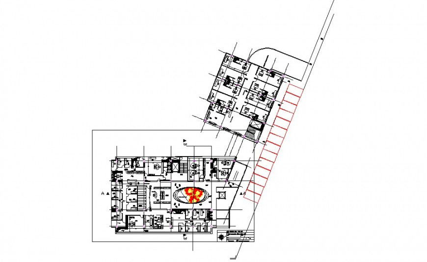 Regional hospital floor distribution plan cad drawing details dwg file