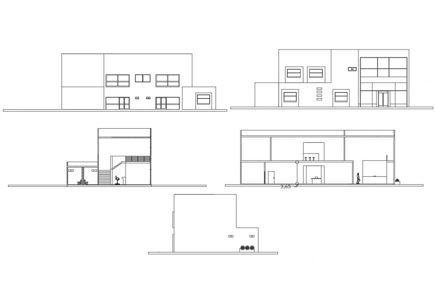 Regional office elevation and section cad drawing details dwg file