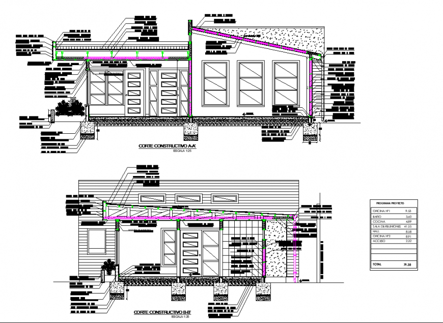 Registered office section plan detail dwg file