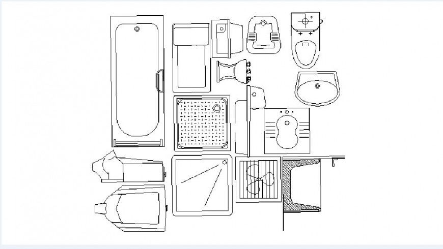 Regular sanitary ware 2d blocks cad drawing details dwg file