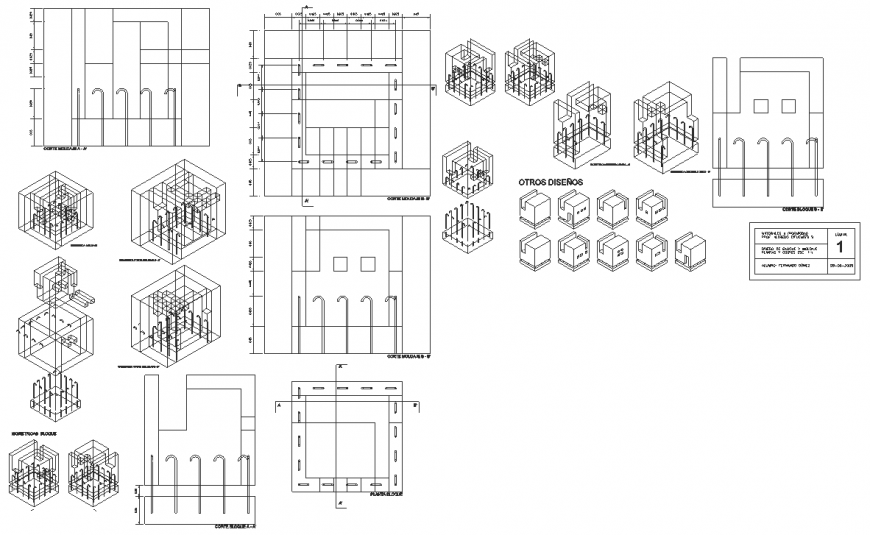 Reinforce metal bar construction detail drawing in dwg AutoCAD file.