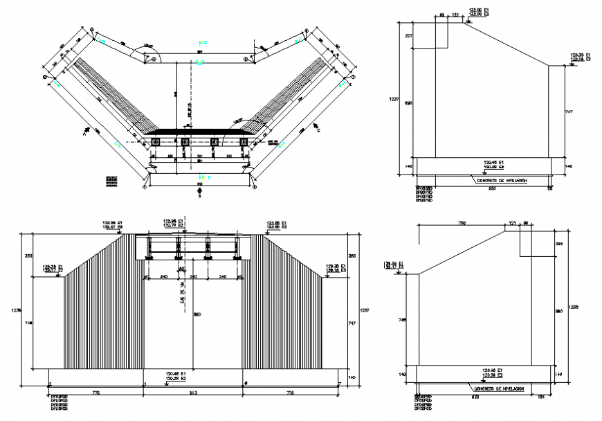 Reinforced concrete bridge constructive structure details dwg file