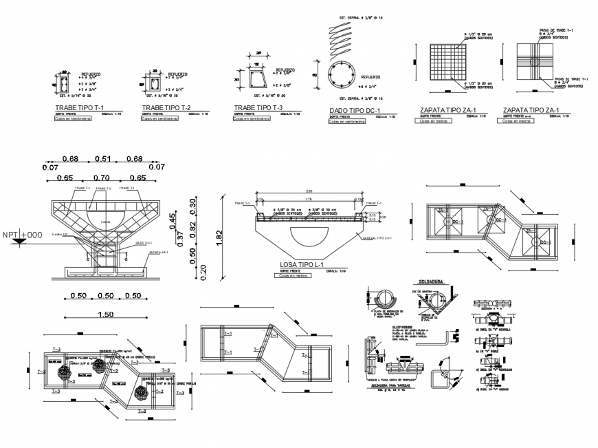 Reinforced concrete cement (RCC) structure 2d view autocad file