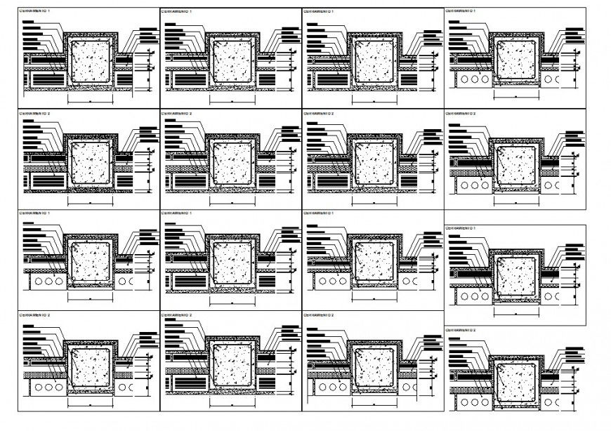 Reinforced concrete cement (RCC) structure detail 2d view autocad file