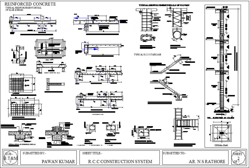 Reinforced concrete construction drawing in dwg file.