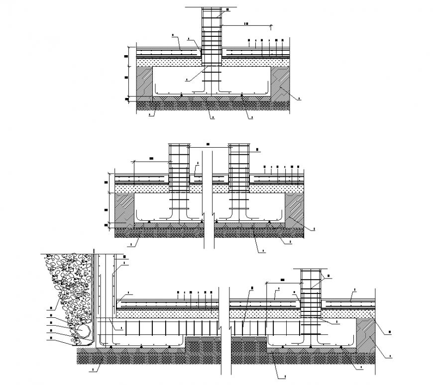 Reinforced Foundation plan detail 2d view layout file in dwg format